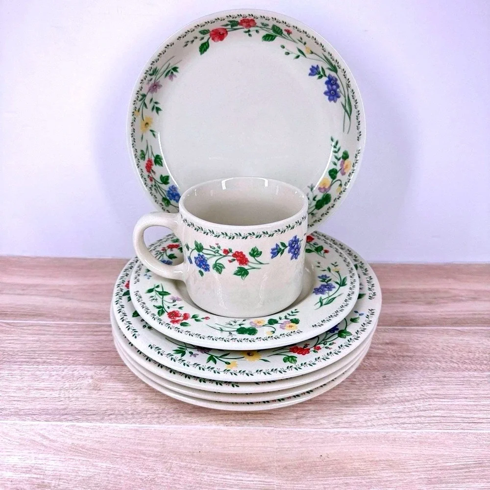 Pfaltzgraff Garden Party USA‎ Floral Stoneware Mixed Dinnerware Plates Bowl Cup
